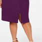 Vestido de coquetel feminino plus size Morgan &amp; Company, ombro de fora, fenda lateral, roxo, tamanho 16W