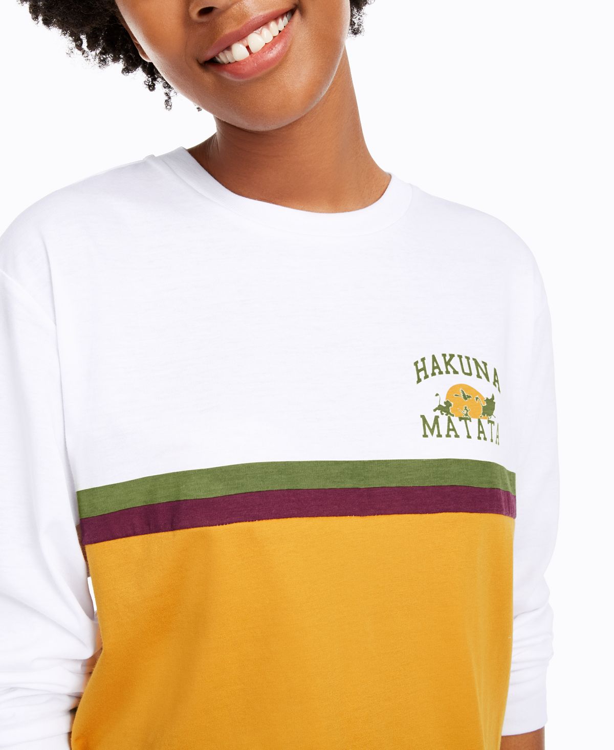 Camiseta feminina Disney Hakuna Matata com estampa colorida e estampada, tamanho XG, branca, infantil