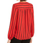 INC International Concepts Blusa feminina listrada de manga comprida com decote em V para usar no trabalho, tamanho grande, vermelha