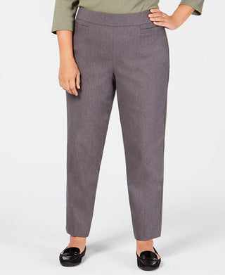 Calça curta feminina Alfred Dunner Classic Allure Tummy Control, cinza, tamanho 24W