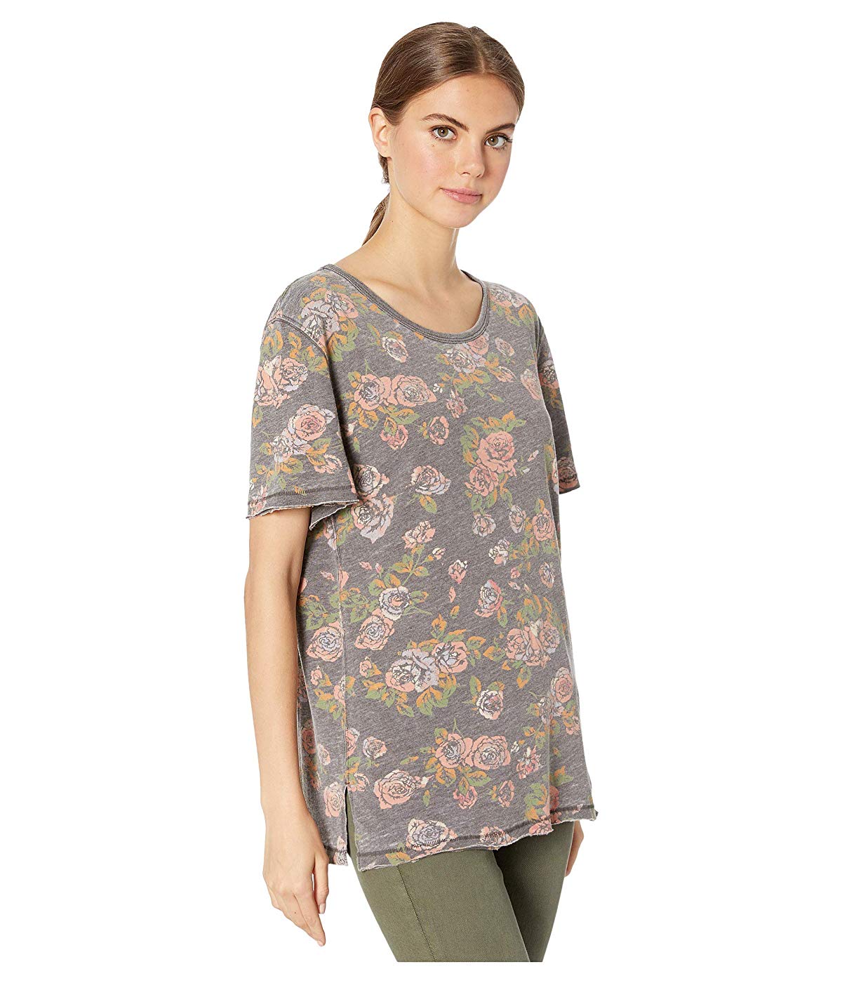 Camiseta feminina Free People Tourist, marrom, tamanho pequeno