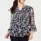 Top feminino estampado Charter Club Pintuck azul tamanho XX-G