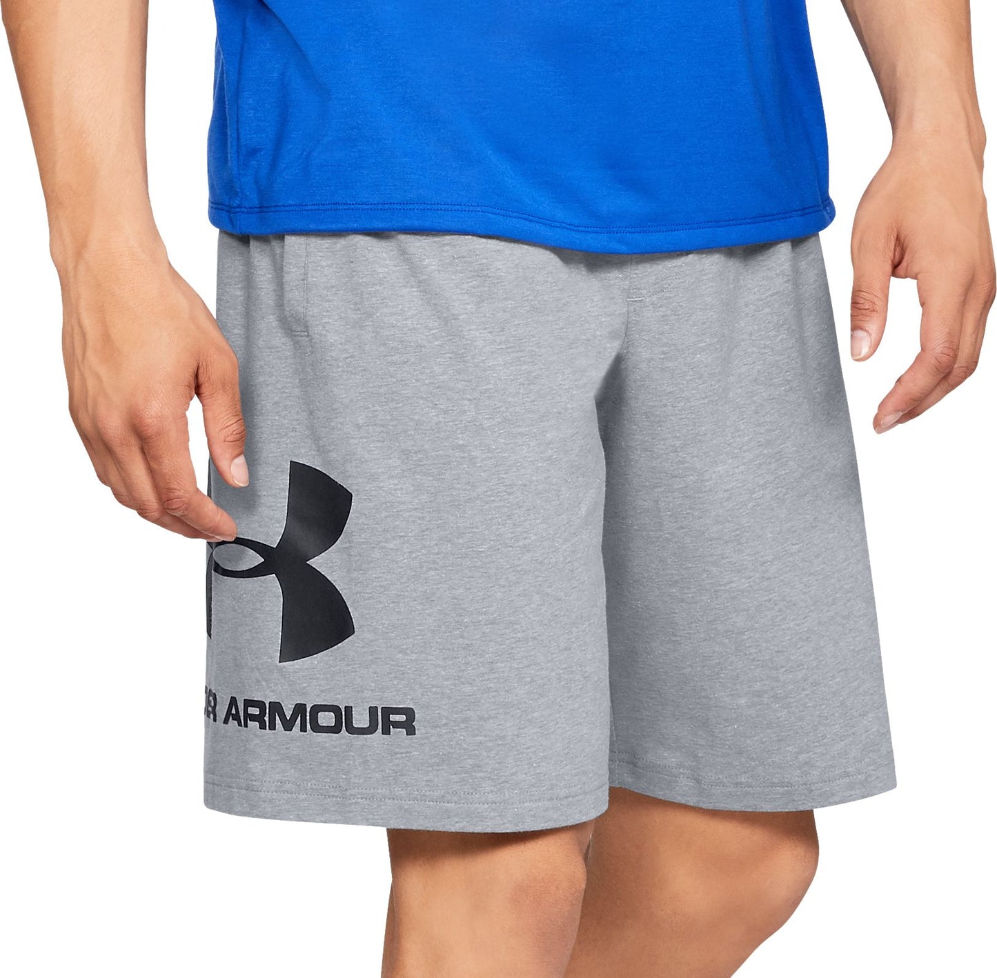 Under Armour Shorts de algodão estilo esportivo masculino cinza tamanho grande