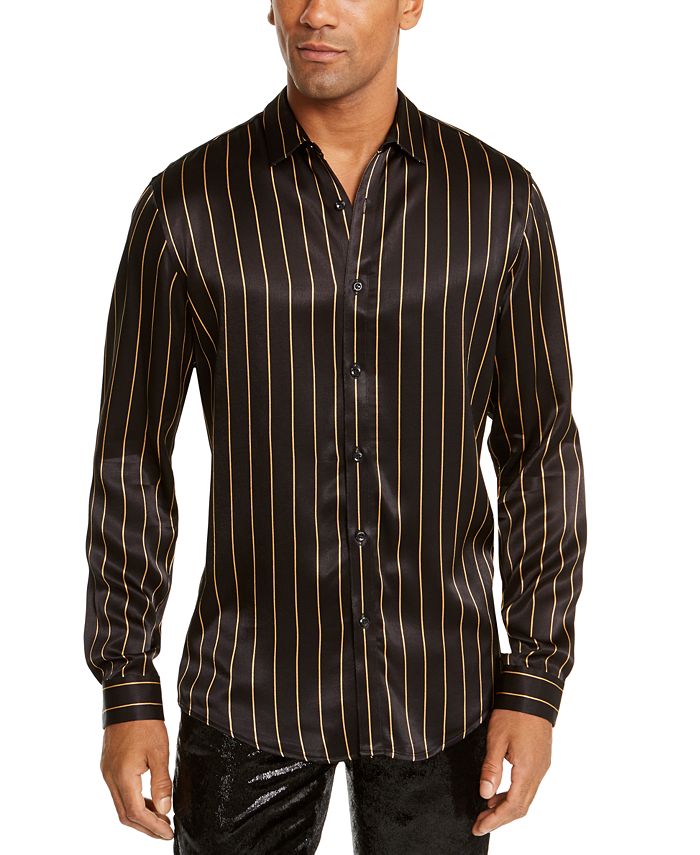 Camisa social listrada masculina INC International Concepts, preta, tamanho XXX-G