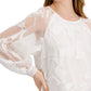 Blusa feminina Alfani transparente lisa manga comprida gola joia branca tamanho GG