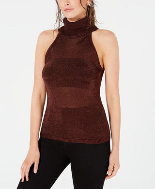 Guess Women's Lurex Halter Top Red Size Medium