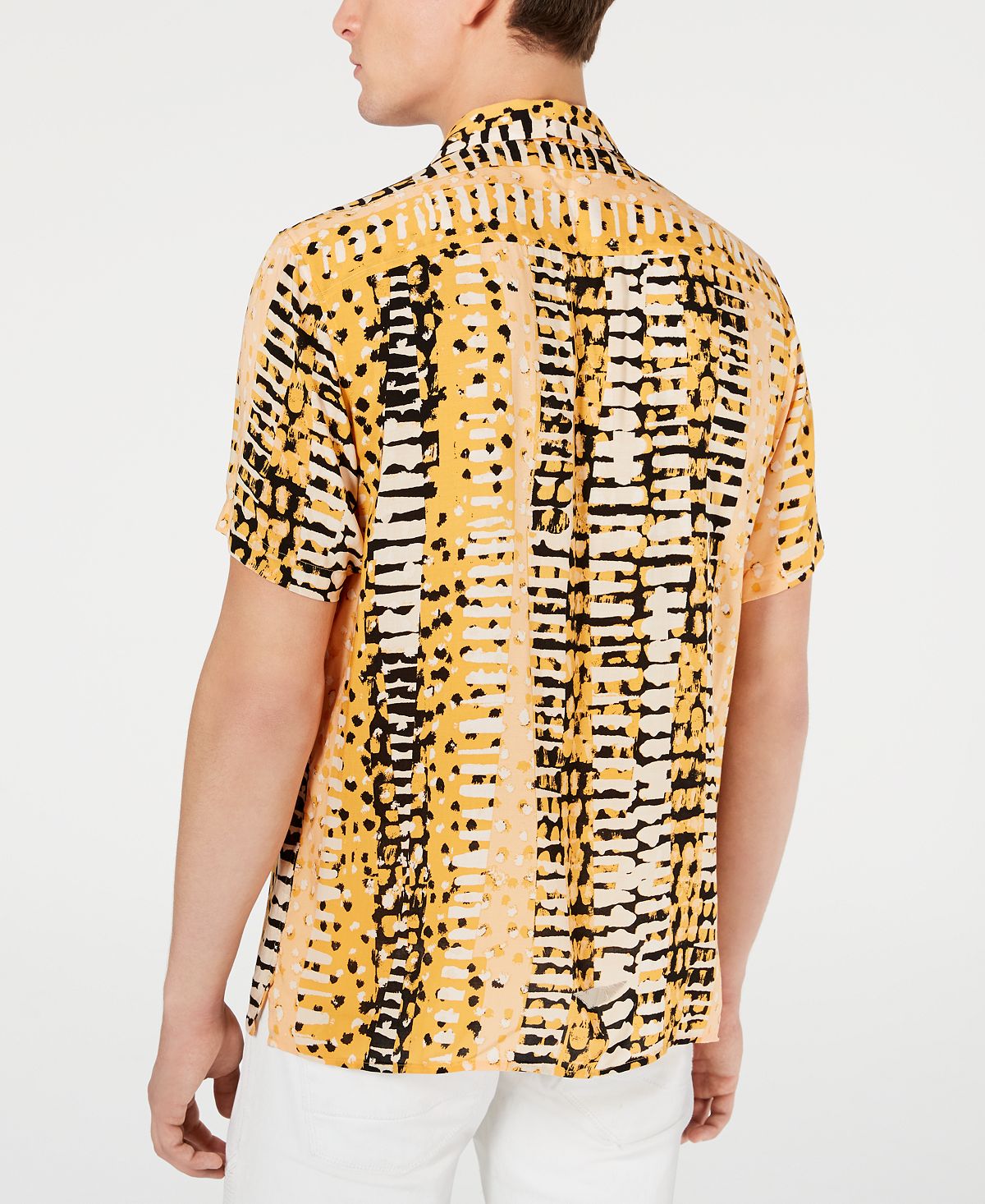 Camisa masculina com estampa animal da INC International Concepts, amarela, tamanho extragrande