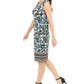 Vestido feminino sem mangas estampado com contas JM Collection, azul, tamanho grande