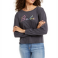 Camiseta estampada de manga comprida Babe da Rebellious One Juniors, preta, tamanho GG