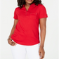 Polo Karen Scott de algodão feminino, vermelho, tamanho pequeno