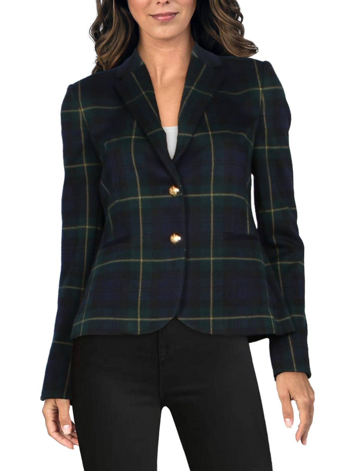 Ralph Lauren Blazer Xadrez Jacquard Feminino Preto Tamanho Pequeno Médio