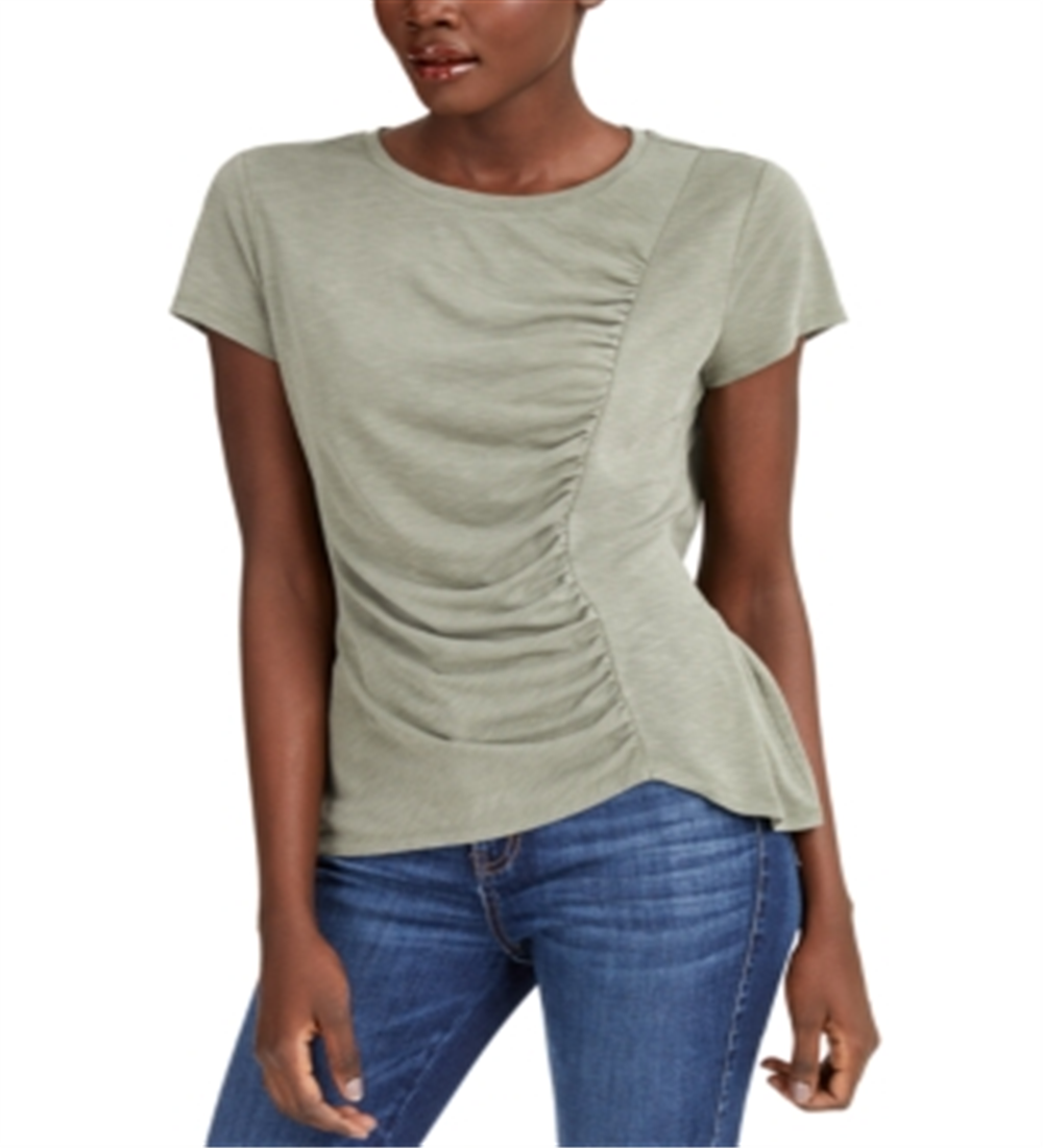 INC International Concepts Top feminino Earth franzido verde tamanho extragrande