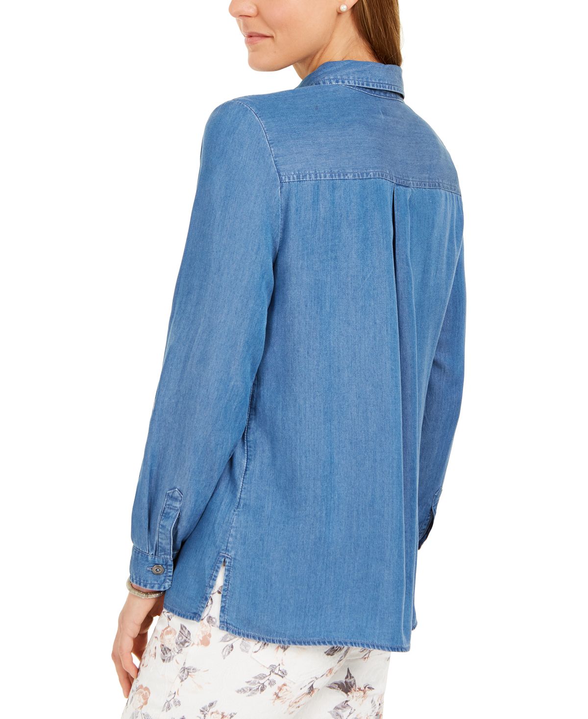 Camisa utilitária jeans feminina Charter Club azul tamanho XX-G