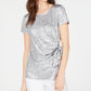Blusa feminina INC International Concepts com amarração lateral metálica e brilho, tamanho pequeno, prateada