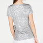 Blusa feminina INC International Concepts com amarração lateral metálica e brilho, tamanho pequeno, prateada