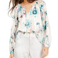 INC International Concepts Top feminino metálico tie-dye camponês branco tamanho extrapequeno