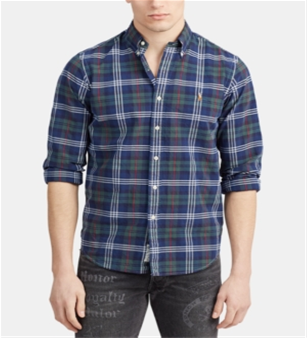 Camisa Oxford Clássica Masculina Polo Ralph Lauren Azul Tamanho XX-G