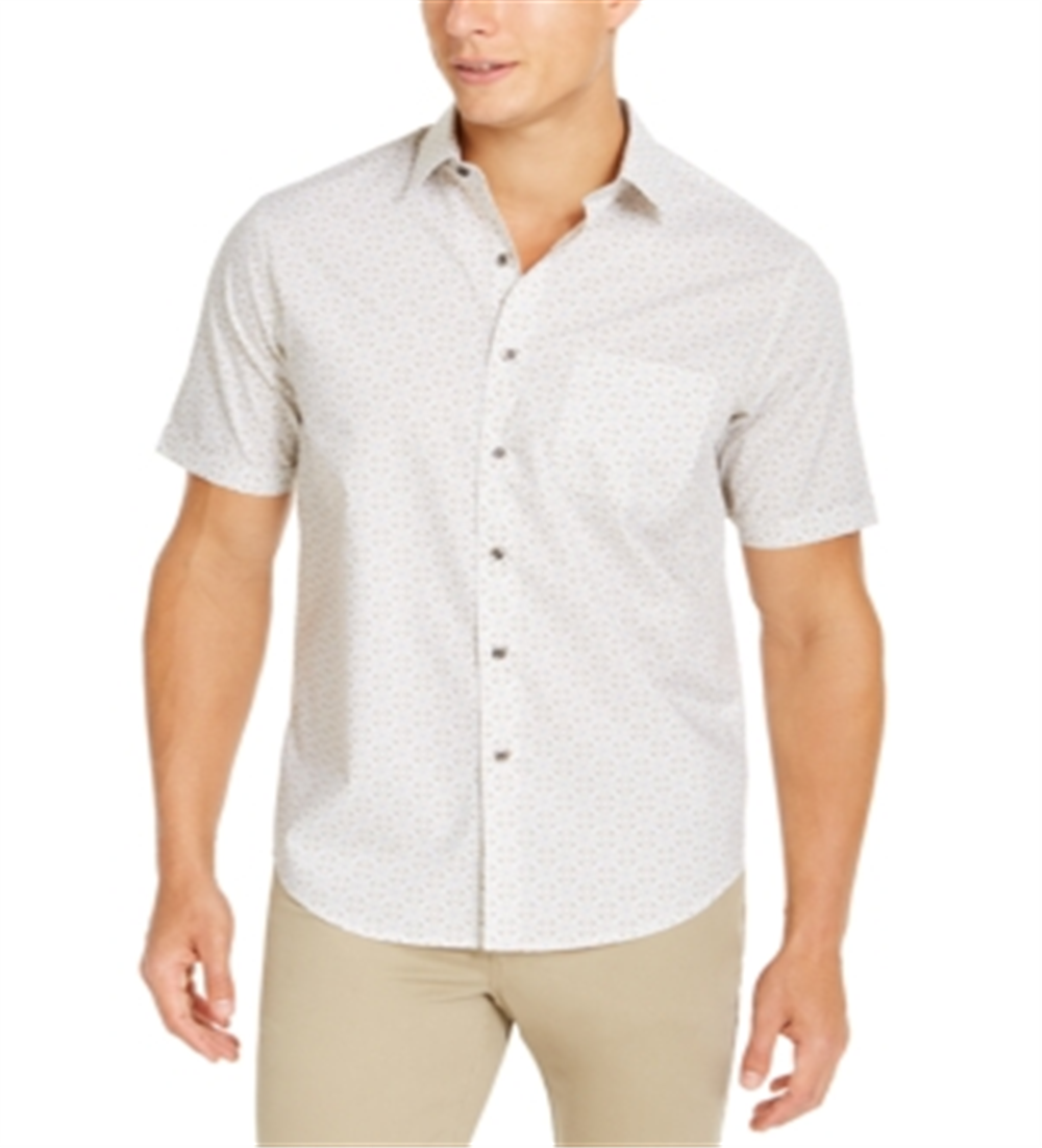Camisa masculina de algodão Latenito com estampa de botões, tamanho X-G, branca, Tasso Elba