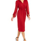 Vestido midi feminino Anne Klein com cintura franzida, vermelho, tamanho médio