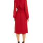 Vestido midi feminino Anne Klein com cintura franzida, vermelho, tamanho médio