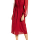 Vestido midi feminino Anne Klein com cintura franzida, vermelho, tamanho médio