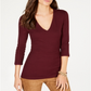 INC International Concepts Top feminino com decote em V, roxo, tamanho pequeno