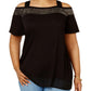Belldini Top Plus com Ombros Vazados Feminino Preto Tamanho 3X