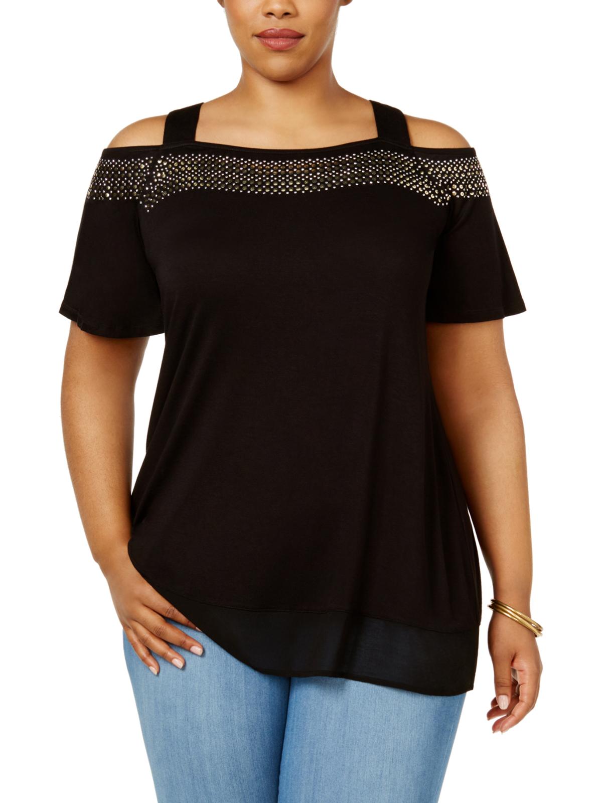 Belldini Top Plus com Ombros Vazados Feminino Preto Tamanho 3X