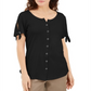 Karen Scott Blusa Feminina com Botões Frontais Preta Tamanho Médio