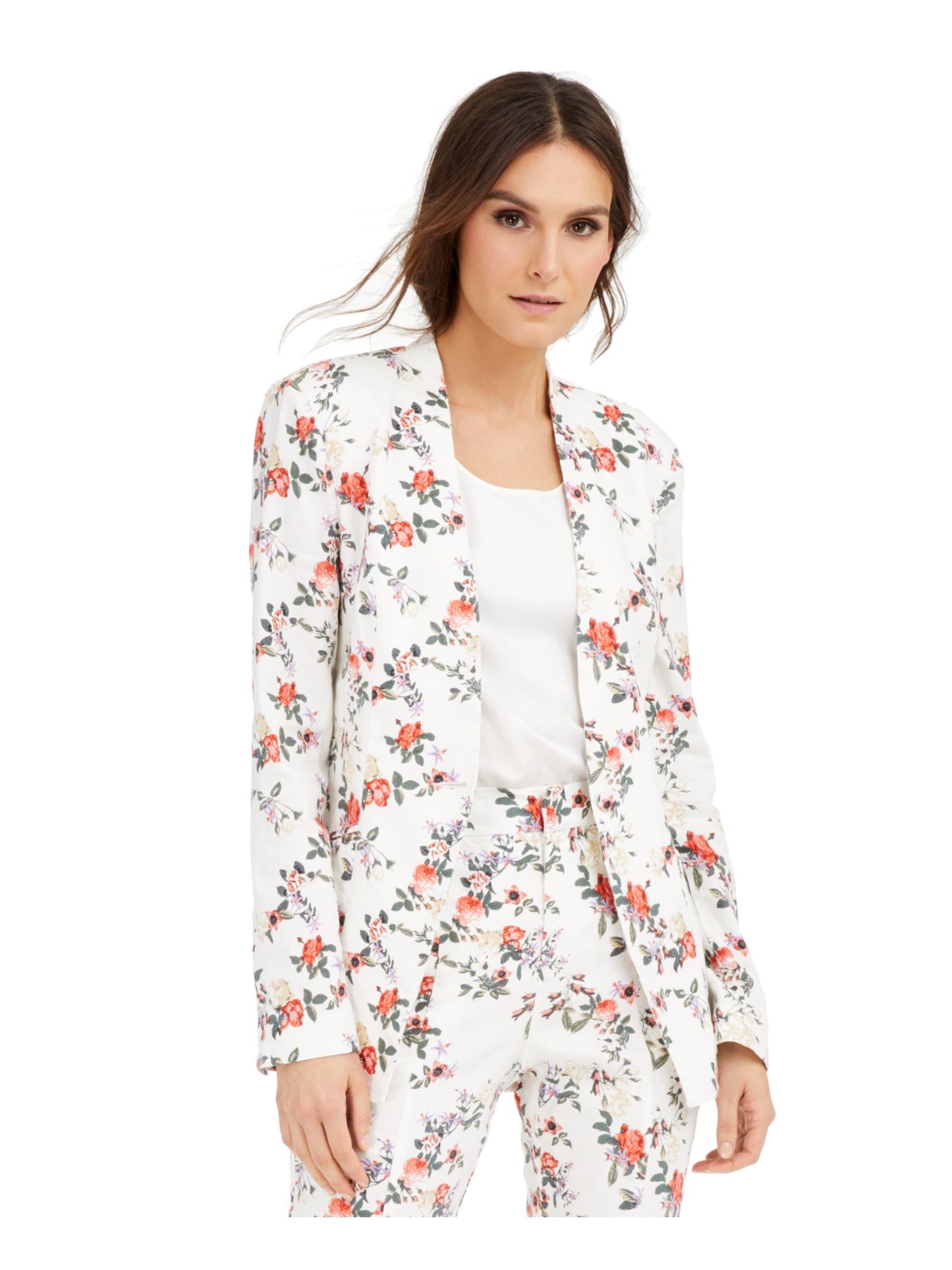 Blazer feminino floral INC International Concepts, branco, tamanho pequeno