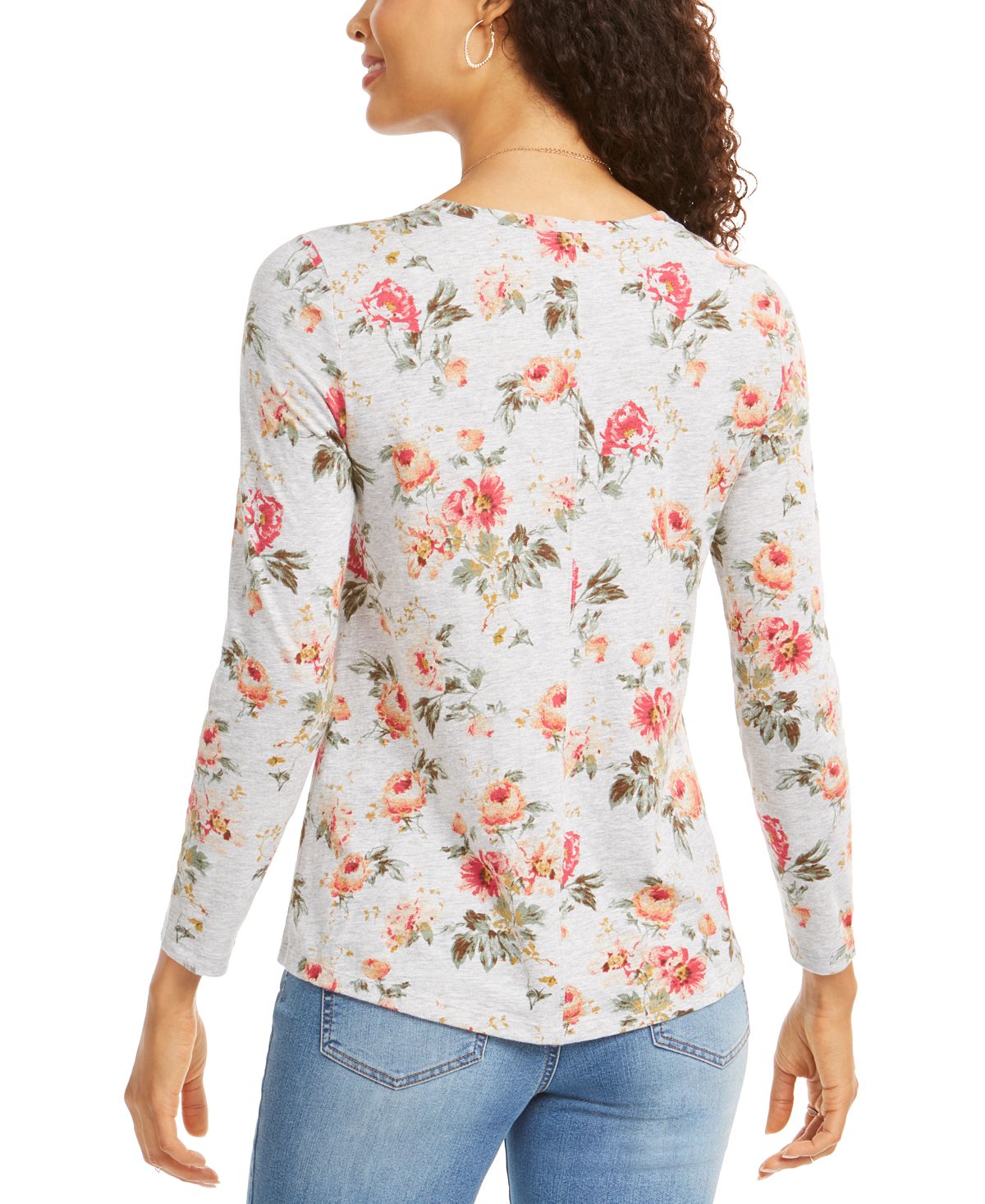 Blusa feminina com estampa floral Style &amp; Co, branca, vários tamanhos, média