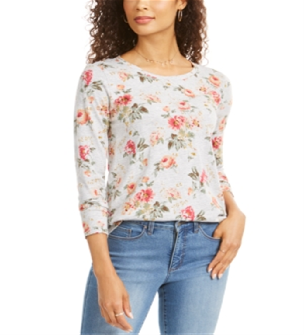 Blusa feminina com estampa floral Style &amp; Co, branca, vários tamanhos, média