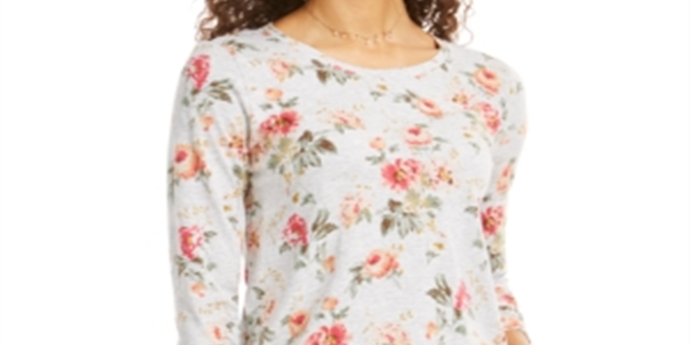 Blusa feminina com estampa floral Style &amp; Co, branca, vários tamanhos, média