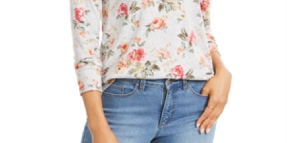 Blusa feminina com estampa floral Style &amp; Co, branca, vários tamanhos, média