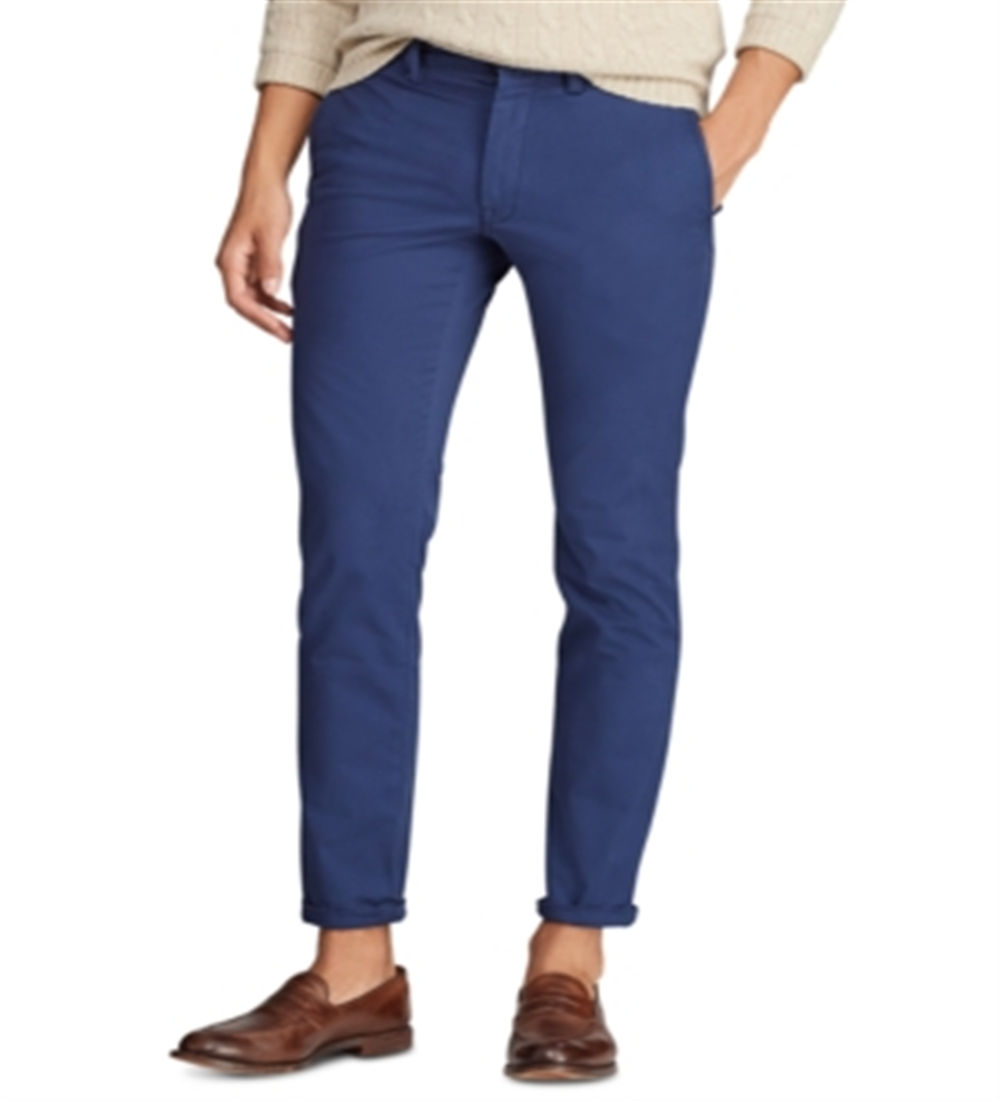 Calça Polo Ralph Lauren Masculina Slim Fit Algodão Sarja Elástica Azul Tamanho 36X32