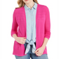 Cardigan feminino com frente aberta em Pointelle, rosa, tamanho XX-G