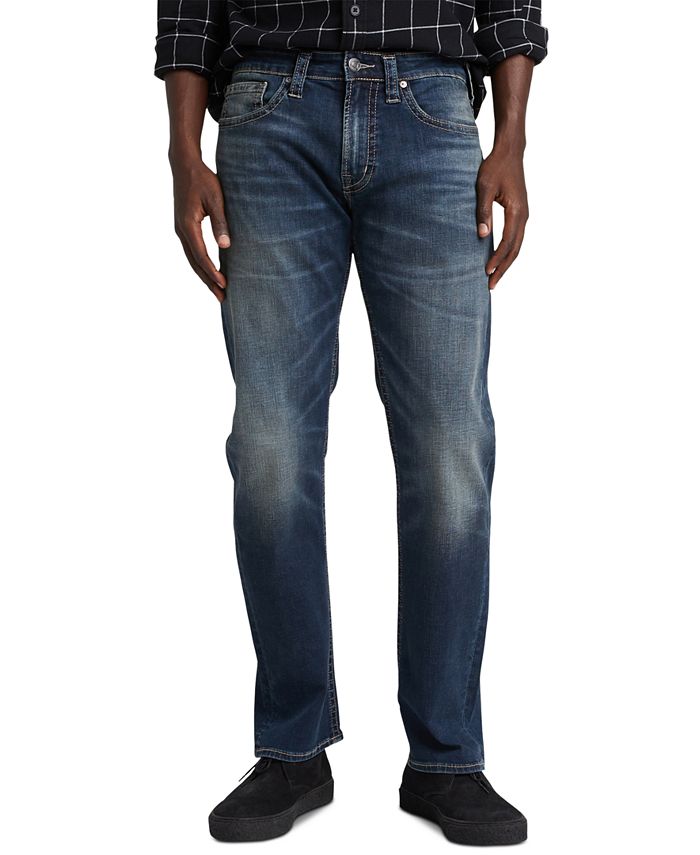 Calça jeans masculina Eddie Relaxed Tapered Fit Stretch, da Silver Jeans Co., azul, tamanho 38x30