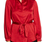 Vince Camuto Charmeuse Feminino Botões Cinto Túnica Top Vermelho Tamanho X-G