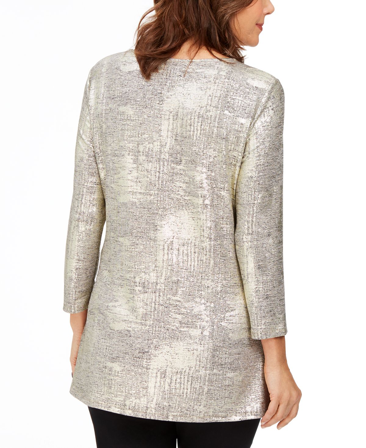JM Collection Top Feminino com Zíper e Estampa Space Dyed Dourado Tamanho Pequeno P