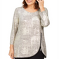 JM Collection Top Feminino com Zíper e Estampa Space Dyed Dourado Tamanho Pequeno P