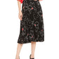 Saia plissada midi com estampa floral feminina Alfani, preta, tamanho grande