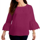 Blusa feminina Charter Club com manga sino e ilhós, rosa, tamanho pequeno