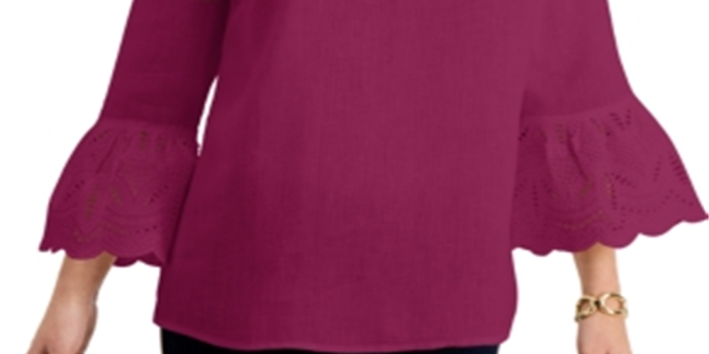 Blusa feminina Charter Club com manga sino e ilhós, rosa, tamanho pequeno