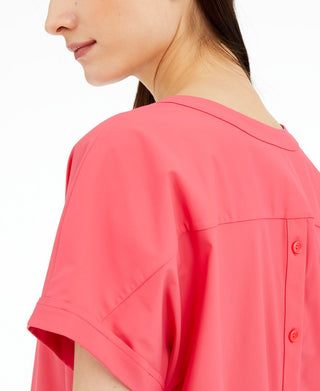 Blusa feminina Alfani com decote em V, lisa, rosa, tamanho grande