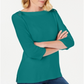 Karen Scott Blusa Feminina Manga 3/4 com Acabamento em Ilhós Azul Tamanho X-G