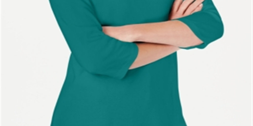 Karen Scott Blusa Feminina Manga 3/4 com Acabamento em Ilhós Azul Tamanho X-G