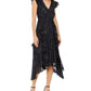 Vestido midi feminino metálico com decote em V da INC International Concepts, preto, tamanho M