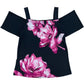 Blusa feminina floral ombro a ombro da INC International Concepts, azul, tamanho extragrande