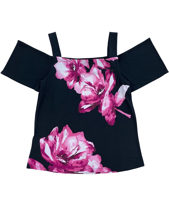 Blusa feminina floral ombro a ombro da INC International Concepts, azul, tamanho extragrande