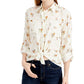 Camisa floral com amarração frontal Pink Rose Junior, tamanho médio, branca
